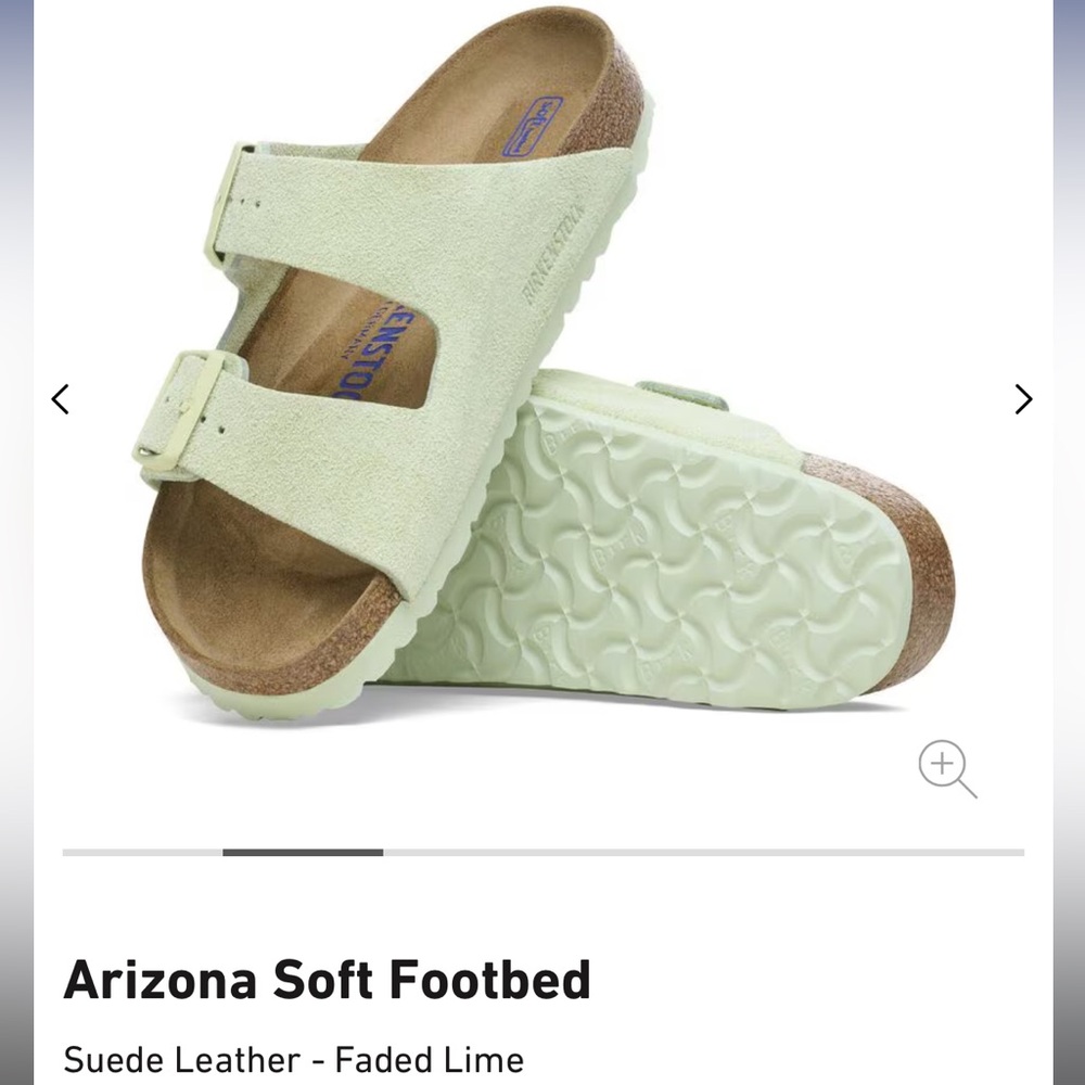 Birkenstock Arizona Soft Footbed Sandals in Light Green Suede - Picture 3 of 11